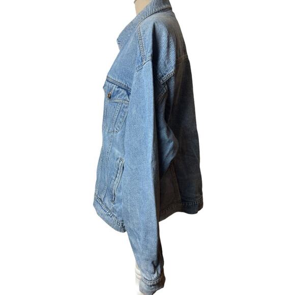 Y2K Vntg High Sierra Denim Jean Trucker Engineering Faded Work Jacket Men's XL - Picture 2 of 5